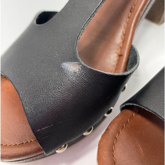 Rampage Quendele T Strap Heeled Sandal Brown Black Studded Size 6 FLAWED - Picture 7 of 10